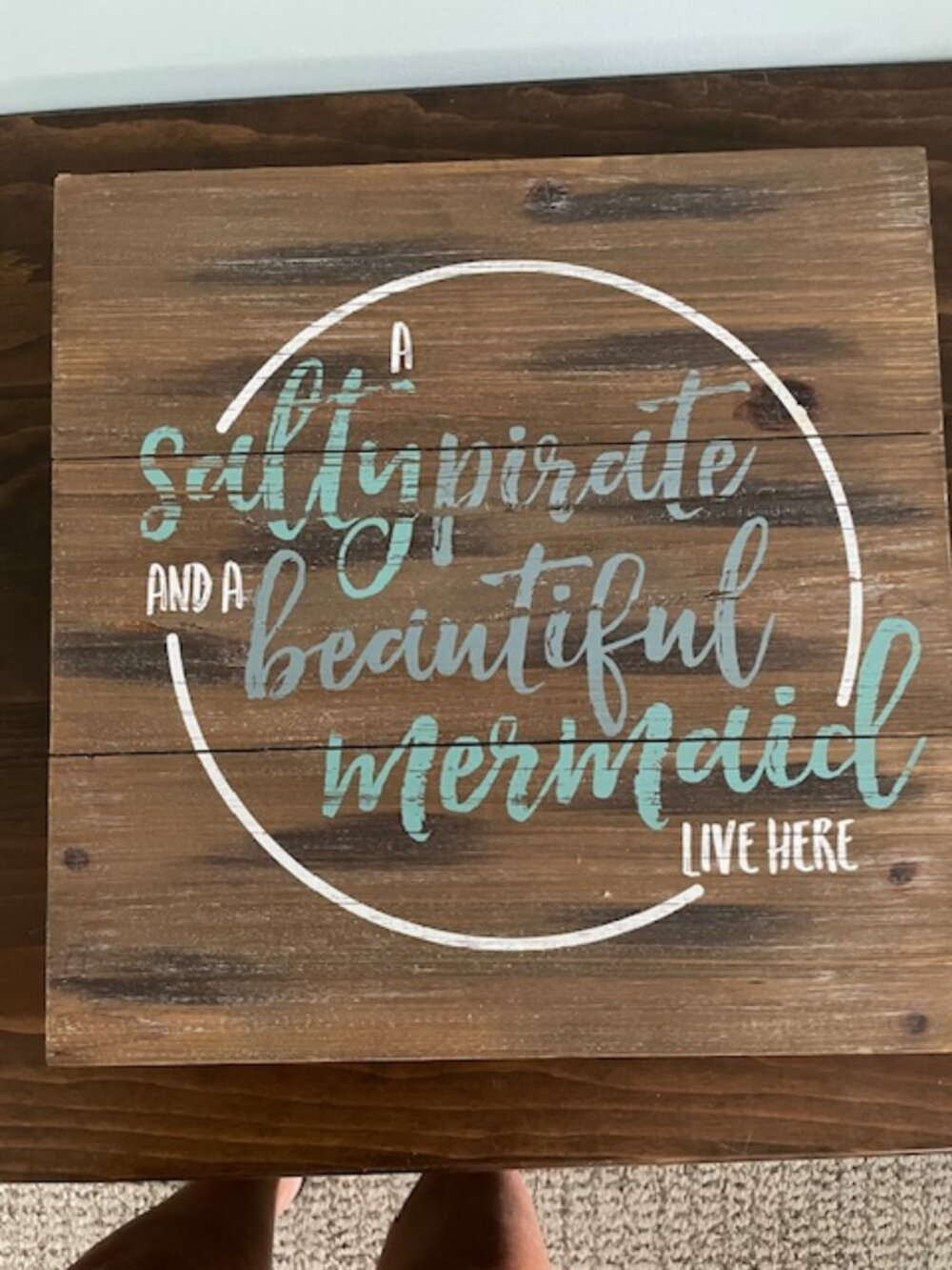 A Salty Pirate & Beautiful Mermaid Live Here Plaque Collins Fresh & Orig'l